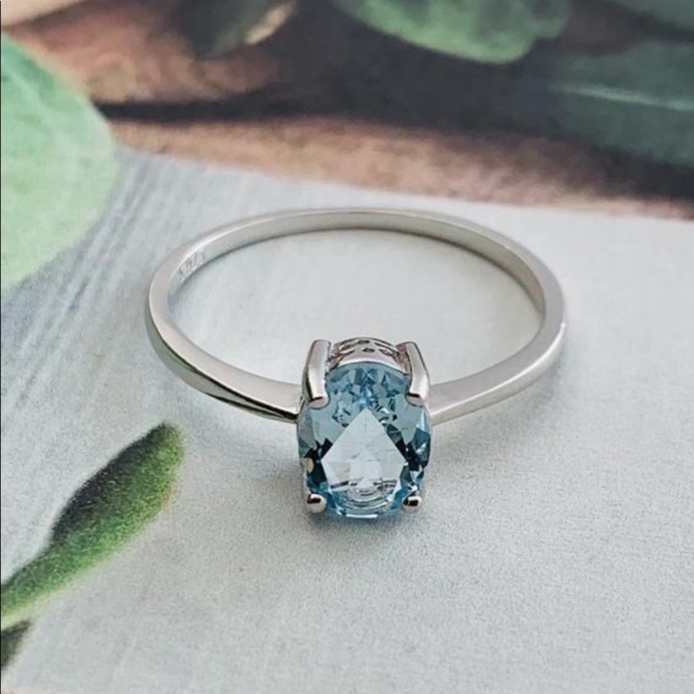 Blue Topaz 925 Silver Ring - Picture 1 of 5
